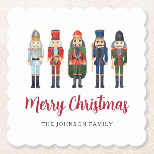 Cute Nutcracker Merry Christmas Paper Coaster