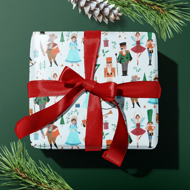 Cute Nutcracker Pastel Blue Christmas Holiday Wrapping Paper (Cute Nutcracker Pastel blue Christmas Holiday Wrapping Paper)