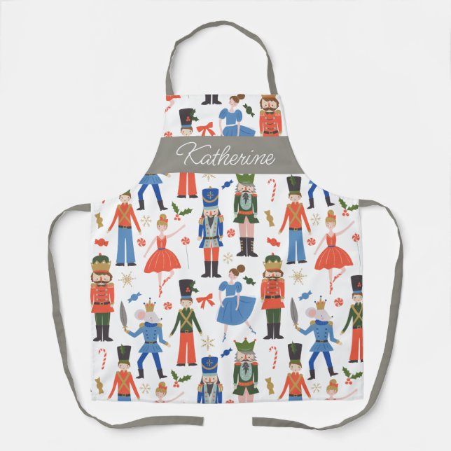 Cute Nutcracker Personalized Christmas Apron (Front)