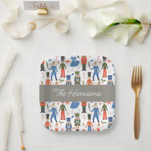 Cute Nutcracker Personalized Christmas Paper Plate