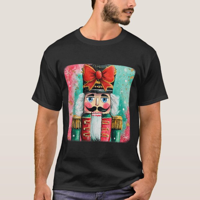 Cute Nutcracker Xmas Bows Christmas Pjs Girl Women T-Shirt (Front)