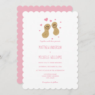 Cute Nuts About Each Other Pink Wedding Engagement Invitation