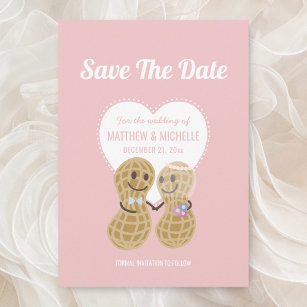 Cute Nuts About Each Other Pink Whimsical Wedding Save The Date