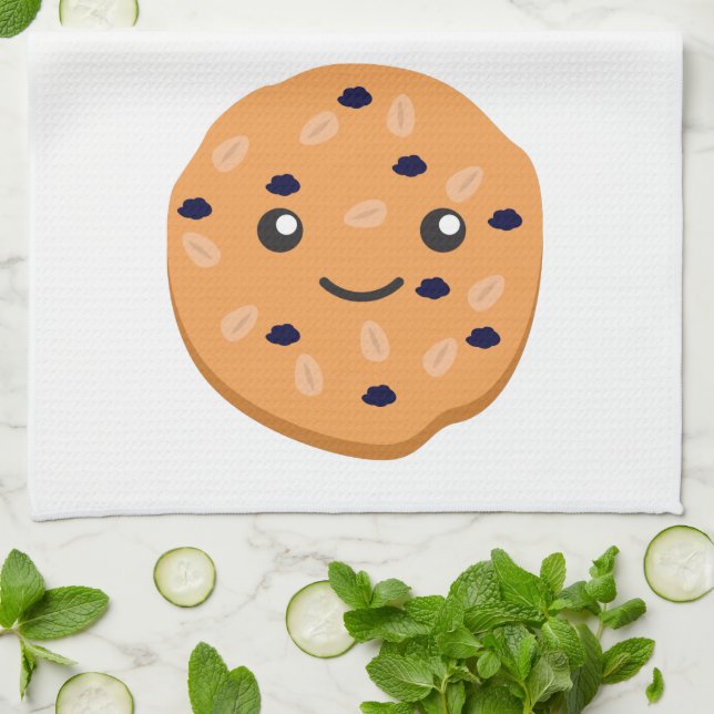 Cute Oatmeal Raisin Cookie Kitchen Towel (Folded)