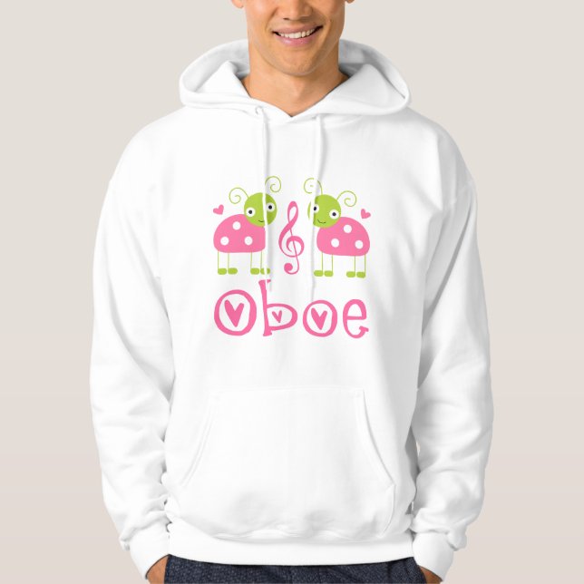 Cute Oboe Pink Ladybugs Hoodie (Front)