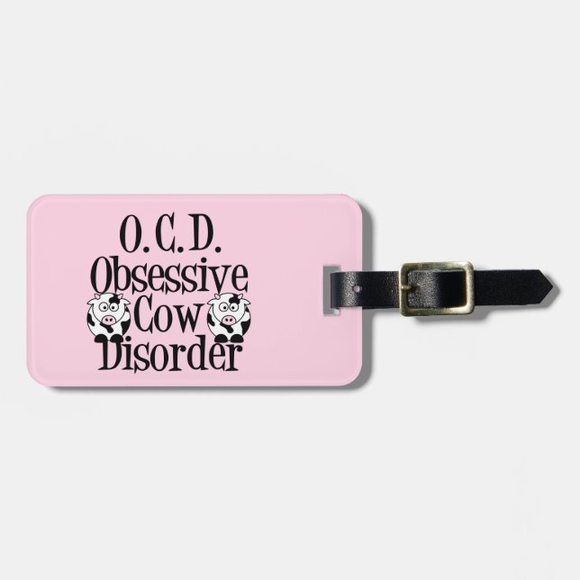 Cute Obsessive Cow Disorder Luggage Tag (Front Horizontal)