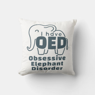 Cute Obsessive Elephant Disorder Throw Pillow