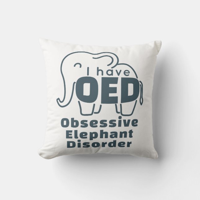 Cute Obsessive Elephant Disorder  Throw Pillow (Front)