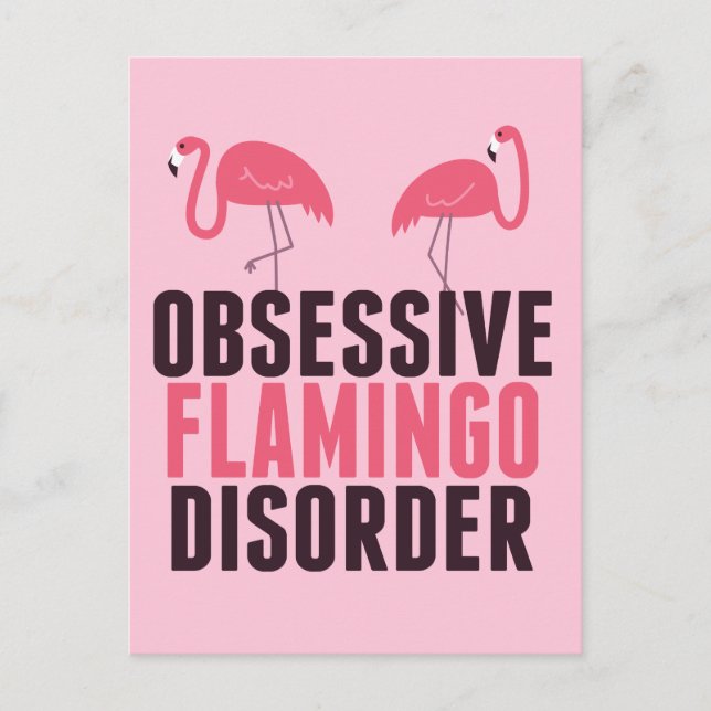 Cute Obsessive Flamingo Disorder Postcard (Front)