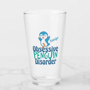 Cute Obsessive Penguin Disorder Glass