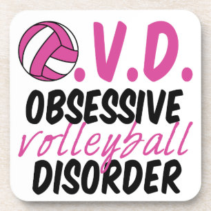 Cute Obsessive Volleyball Disorder Pink Player Coaster