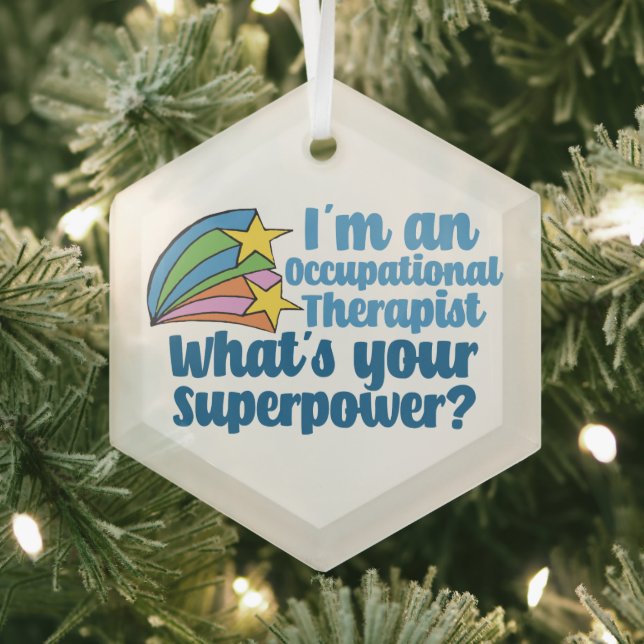 Cute Occupational Therapist Super OT Christmas Glass Ornament (Insitu)