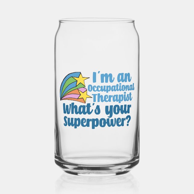 Cute Occupational Therapist Superhero Can Glass (Front)
