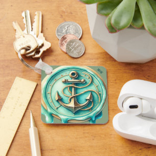 Cute Ocean Anchor Personalized Keychain