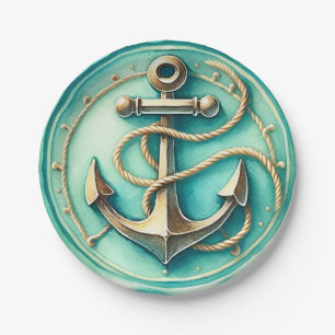 Cute Ocean Anchor Personalized Paper Plates