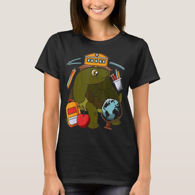 Cute Ocean Animal  Kids School Student Sea Turtle T-Shirt (Front)