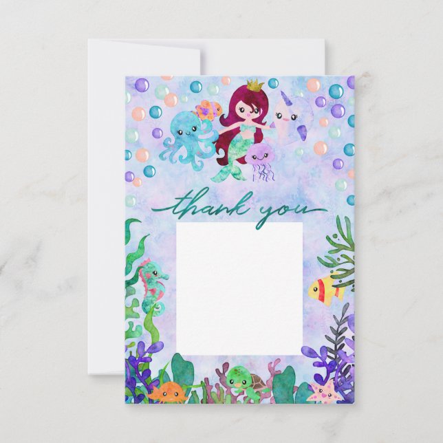 Cute Ocean Animals Mermaid Theme Thank You (Front)