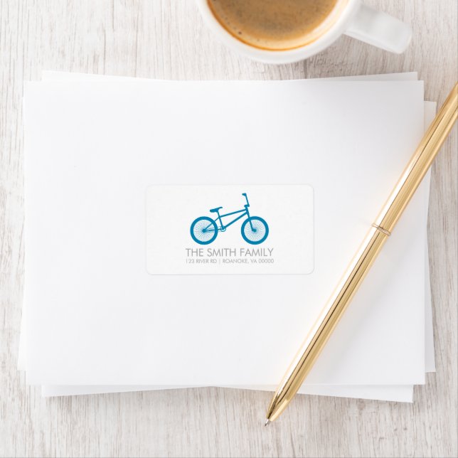 Cute Ocean Blue Bicycle Label (Insitu)