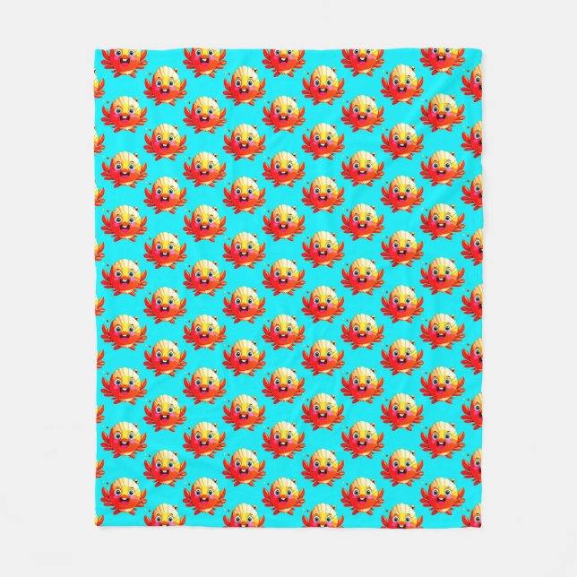 Cute Ocean Crab Design For Everyday Fleece Blanket (Front)