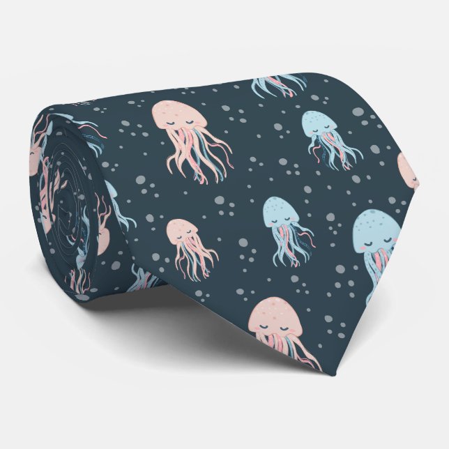 Cute Océan Créatures Cravate de la vie marine (Roulé)