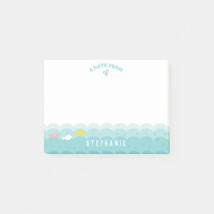 Cute Ocean Fish Hearts Whimsical   Personalized Post-it Notes