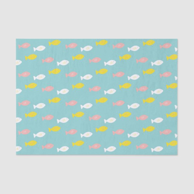 Cute Ocean Fish Swimming Whimsical Nautical Tissue Paper (Front)
