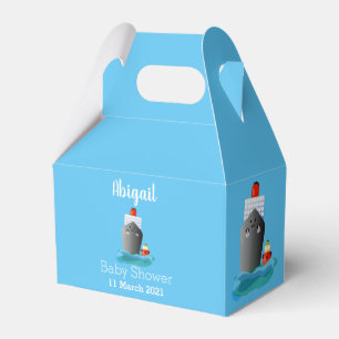 Cute ocean liner ship tug cartoon illustration favor box