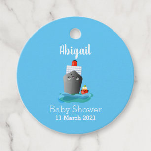 Cute ocean liner ship tug cartoon illustration favour tags