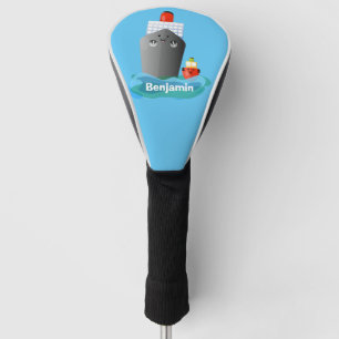 Cute ocean liner ship tug cartoon illustration golf head cover