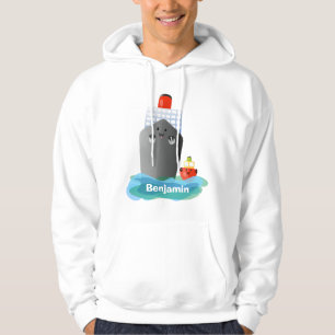 Cute ocean liner ship tug cartoon illustration hoodie