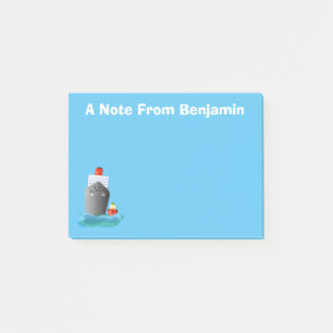 Cute ocean liner ship tug cartoon illustration post-it notes