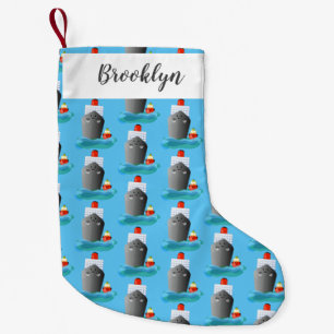 Cute ocean liner ship tug cartoon illustration small christmas stocking