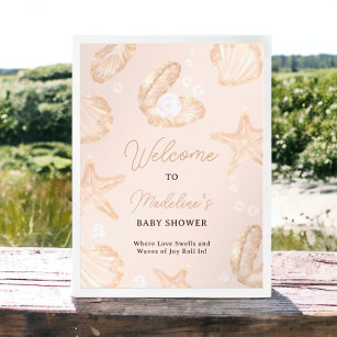 Cute ocean little pearl baby shower welcome poster