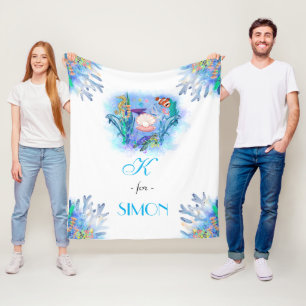 Cute Ocean Sea Animals Baby  Fleece Blanket