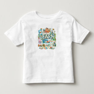 Cute Ocean Sea Animals LEARN Kids Graphic Toddler T-shirt