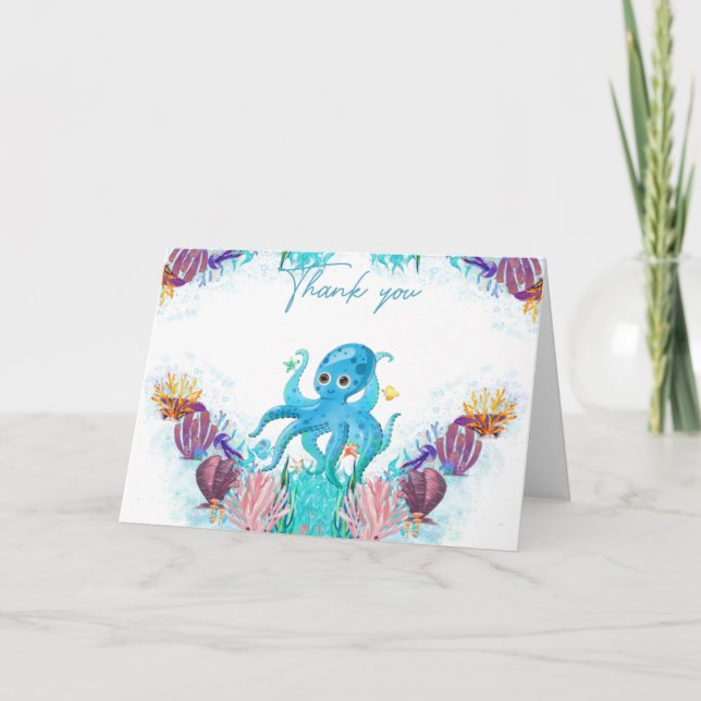 Cute Ocean Sea baby Octopus colourful  Thank You C (Front)