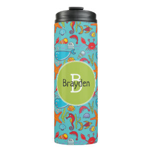 Cute Ocean Sea Life Fish Pattern Personalized Thermal Tumbler