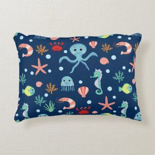 Cute Ocean Sea Life Pattern Accent Pillow