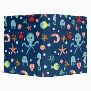 Cute Ocean Sea Life Pattern Binder