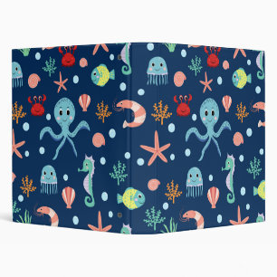 Cute Ocean Sea Life Pattern Binder