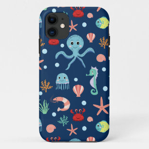 Cute Ocean Sea Life Pattern iPhone 11 Case