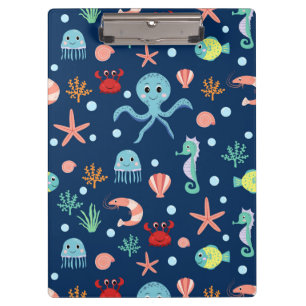 Cute Ocean Sea Life Pattern Clipboard