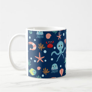 Cute Ocean Sea Life Pattern Coffee Mug
