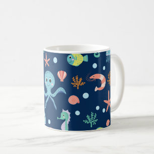 Cute Ocean Sea Life Pattern Coffee Mug