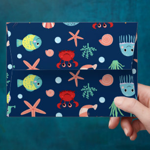 Cute Ocean Sea Life Pattern Envelope