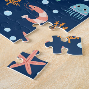 Cute Ocean Sea Life Pattern Jigsaw Puzzle