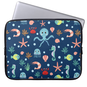 Cute Ocean Sea Life Pattern Laptop Sleeve