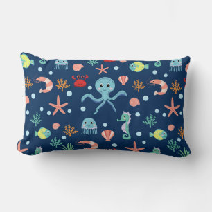 Cute Ocean Sea Life Pattern Lumbar Pillow