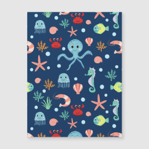 Cute Ocean Sea Life Pattern Magnetic Invitation