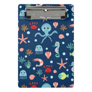 Cute Ocean Sea Life Pattern Mini Clipboard